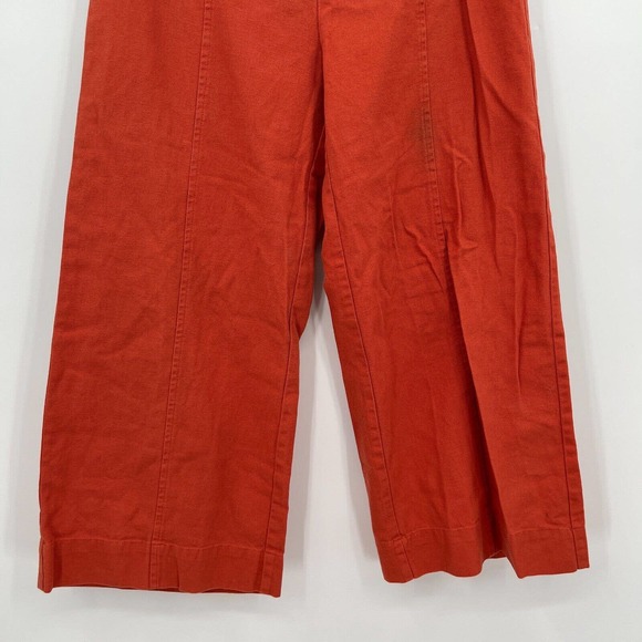 Esby Apparel Pants Women's 6 Orange Cotton Canvas Wide Leg High Rise Boho 70s - Picture 6 of 11